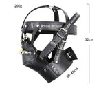 Leather BDSM Hood Lockable Head Harness Full Face Mask Restraint
