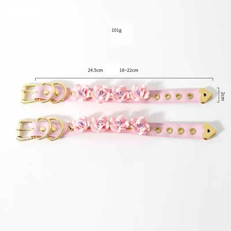 Rose-Studded Spike Cuffs — Adjustable Faux Leather Wrist & Ankle Restraints