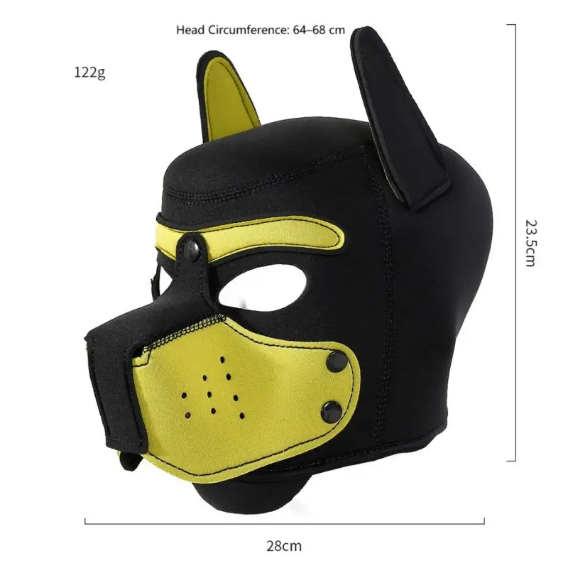 Neoprene Puppy Hood with Removable Muzzle — Unisex Pup Play Mask