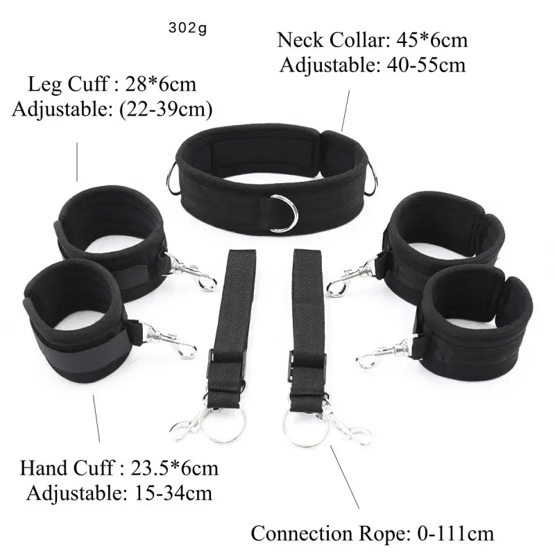 Hogtie Kit — Adjustable Padded Collar & Cuffs Set for Comfortable Bondage