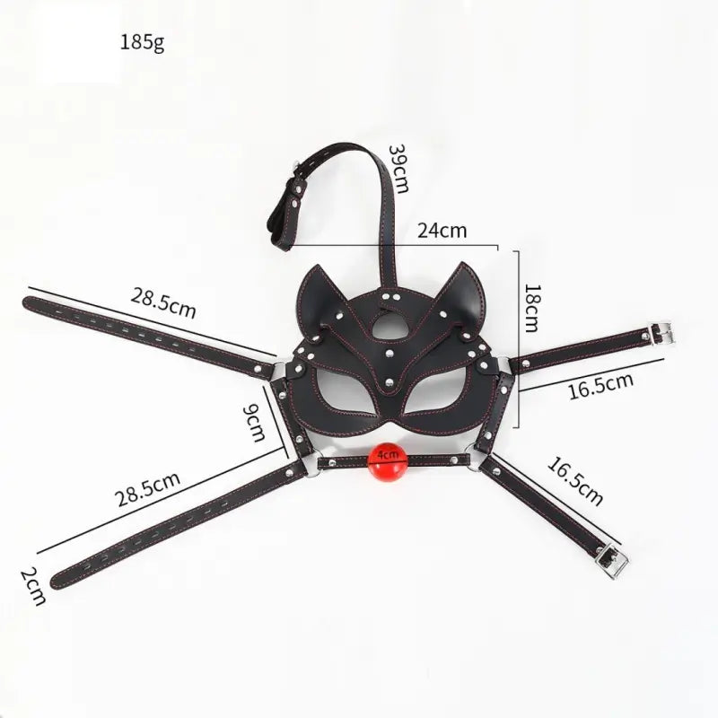 Fox Ear BDSM Mask - Adjustable Leather Bondage Gag Harness Set