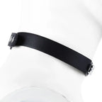 Black Leather Slave Choker – Rhinestone BDSM Collar