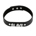 Black Leather Slave Choker – Rhinestone BDSM Collar