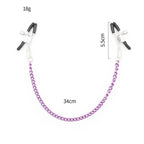 Domini Toy Adjustable Metal Nipple Clamps with Chain, Body‑Safe Rubber Tips