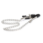 Domini Toy Adjustable Metal Nipple Clamps with Chain, Body‑Safe Rubber Tips