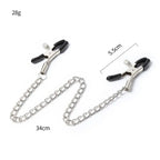 Domini Toy Adjustable Metal Nipple Clamps with Chain, Body‑Safe Rubber Tips