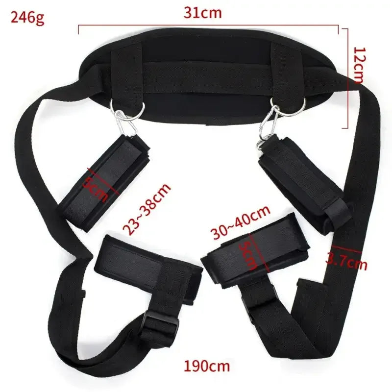 Domini Toy Black Adjustable Nylon Wrist & Ankle Cuffs Set – Padded, Heavy-Duty Restraints