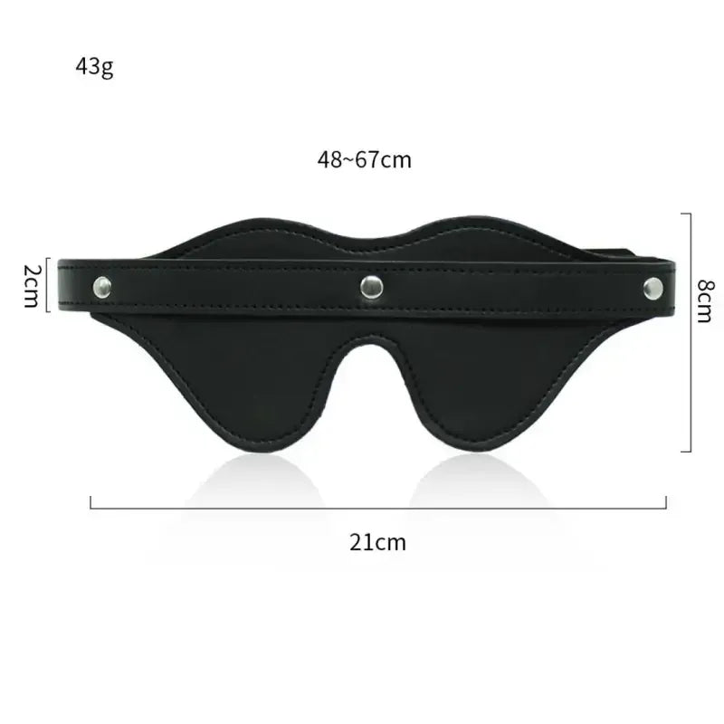 Domini Toy Black Adjustable PU Leather Blindfold