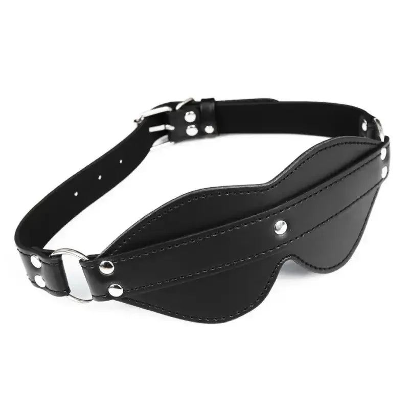Domini Toy Black Adjustable PU Leather Blindfold