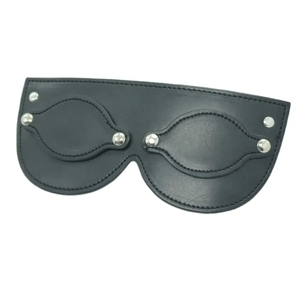 Domini Toy Black Adjustable PU Leather Blindfold – Blackout Eye Mask for BDSM Sensory Play