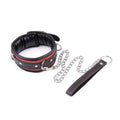 Domini Toy Black and Red Collar and Leash Adjustable PU Leather Padded