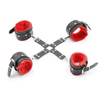 Domini Toy Black and Red Hogtie Kit – Adjustable Faux‑Fur Lined Restraints for Couples