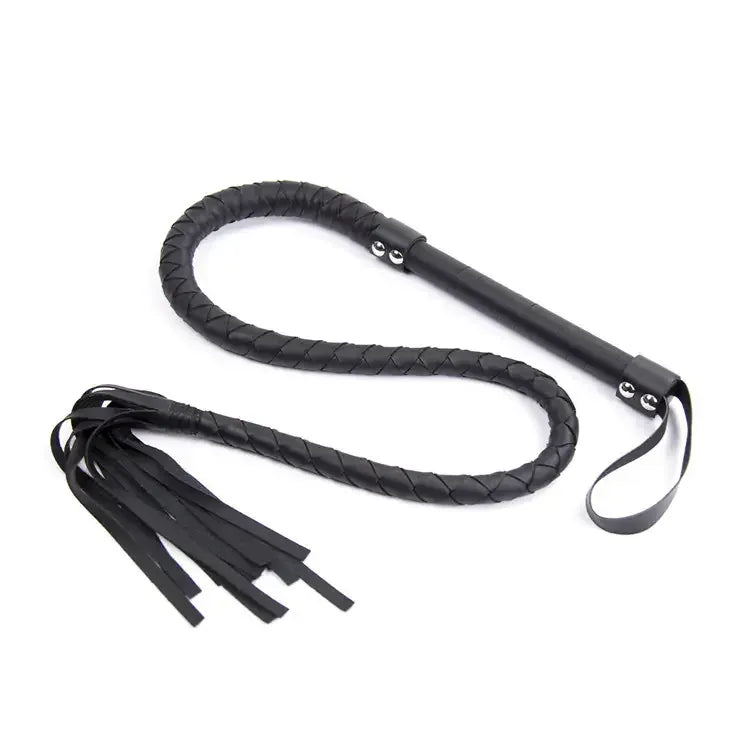 Domini Toy Black BDSM Leather Whip - Adult Toy for Couples 1.2M