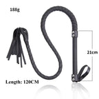 Domini Toy Black BDSM Leather Whip - Adult Toy for Couples 1.2M