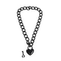 Domini Toy Black Black Chain Heart Padlock Day Collar – Dominitoy Gothic Lock Choker