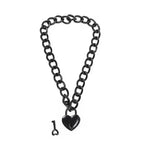 Domini Toy Black Black Chain Heart Padlock Day Collar – Dominitoy Gothic Lock Choker