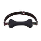 Domini Toy Black Bone-Shaped Silicone Gag – Adjustable Pet Play Mouth Gag for Couples BDSM