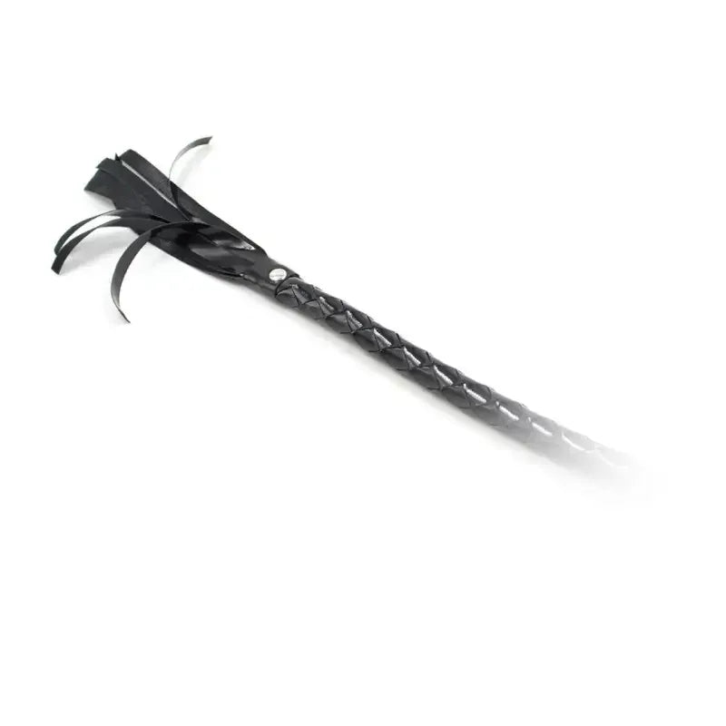 Domini Toy Black Extra Long Black Shiny Leather BDSM Whip 1.4M