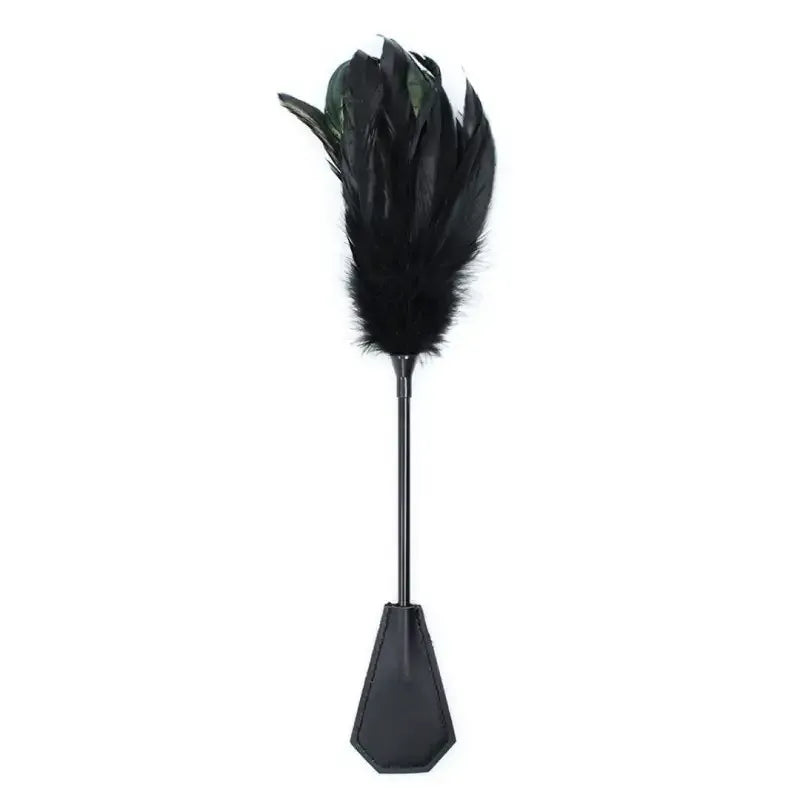 Domini Toy Black Feather Tickler & Leather Paddle for Sensation Play