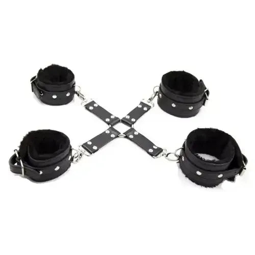 Domini Toy Black Hogtie Kit – Adjustable Faux‑Fur Lined Restraints for Couples