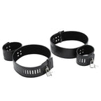 Domini Toy Black / Lock Locking Hogtie Cuff Set – Adjustable Rigid Cuffs for Wrists & Thighs