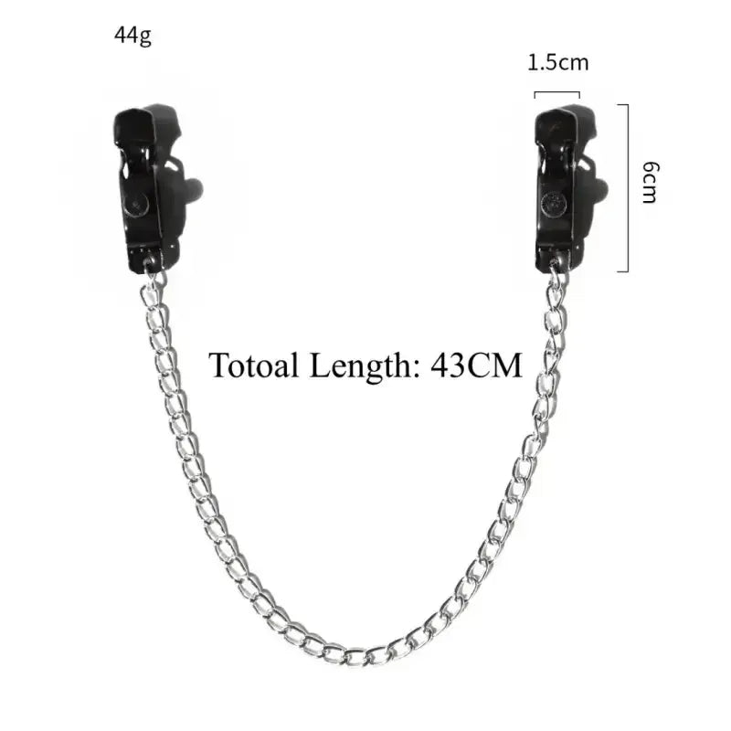 Domini Toy Black Metal Nipple Clamps with 43cm Chain