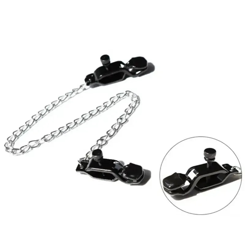 Domini Toy Black Metal Nipple Clamps with 43cm Chain