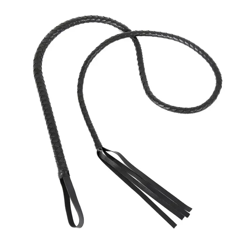 Domini Toy Black Premium Braided Leather Whip for Adult BDSM & Couples Play
