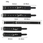 Domini Toy Black PU Leather Adjustable Arm & Wrist Cuffs — Padded Bondage Restraints Set