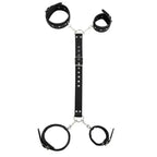 Domini Toy Black PU Leather Adjustable Arm & Wrist Cuffs — Padded Bondage Restraints Set