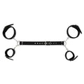 Domini Toy Black PU Leather Adjustable Arm & Wrist Cuffs — Padded Bondage Restraints Set