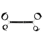 Domini Toy Black PU Leather Adjustable Arm & Wrist Cuffs — Padded Bondage Restraints Set