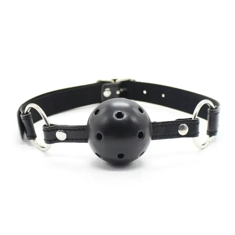 Domini Toy Black Silicone Ball Gag with Adjustable PU Leather Strap