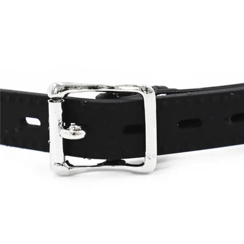 Domini Toy Black Silicone Bone Gag – Adjustable Dog Bone Bit Gag for BDSM Couples
