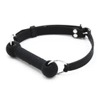 Domini Toy Black Silicone Bone Gag – Adjustable Dog Bone Bit Gag for BDSM Couples