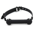 Domini Toy Black Silicone Bone Gag – Adjustable Dog Bone Bit Gag for BDSM Couples
