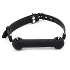 Domini Toy Black Silicone Bone Gag – Adjustable Dog Bone Bit Gag for BDSM Couples