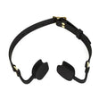 Domini Toy Black Silicone Open-Mouth Gag — Adjustable Tongue Spreader for BDSM Roleplay