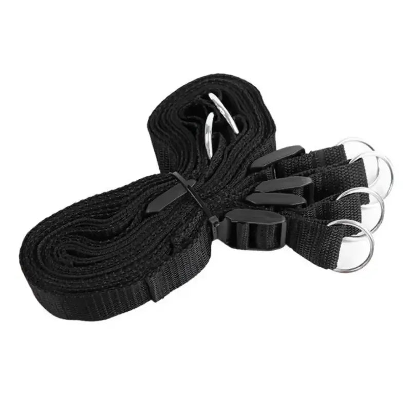 Domini Toy Black Under-Bed Restraint BDSM Kit — Red & Black Flogger, Cuffs & Blindfold