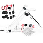 Domini Toy Black Under-Bed Restraint BDSM Kit — Red & Black Flogger, Cuffs & Blindfold