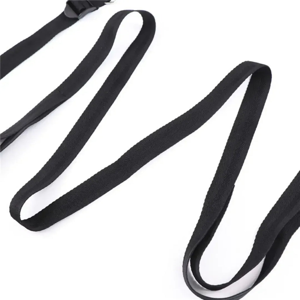 Domini Toy Black Under-Bed Restraint Set — Soft Plush Wrist & Ankle Cuffs with Belt