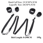 Domini Toy Black Under-Bed Restraint Set — Soft Plush Wrist & Ankle Cuffs with Belt
