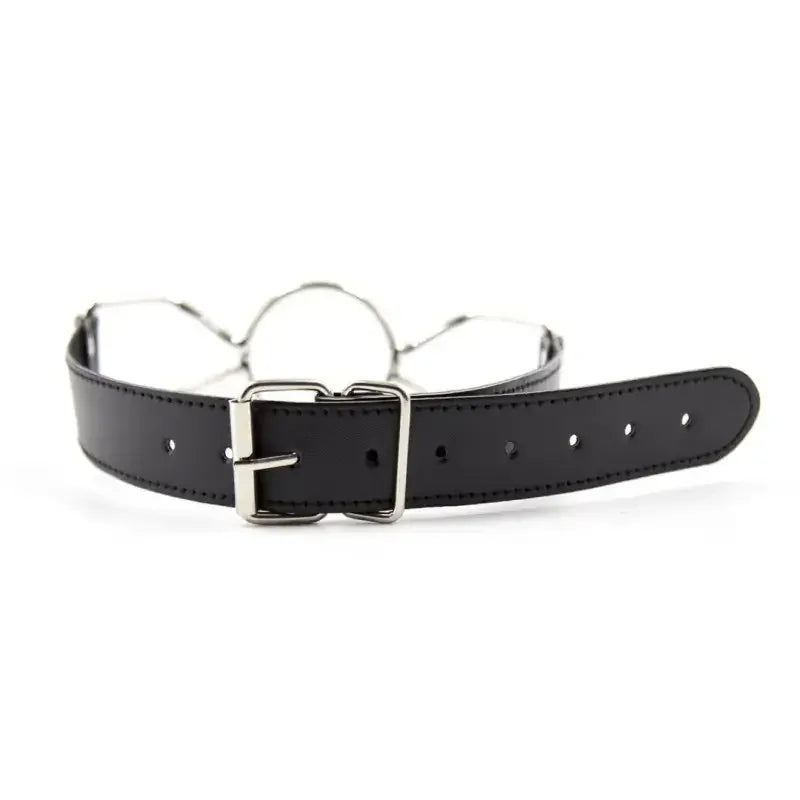 Domini Toy Butterfly Ring Gag - Adjustable Black Leather BDSM Gag for Couples