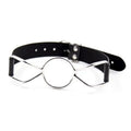Domini Toy Butterfly Ring Gag - Adjustable Black Leather BDSM Gag for Couples
