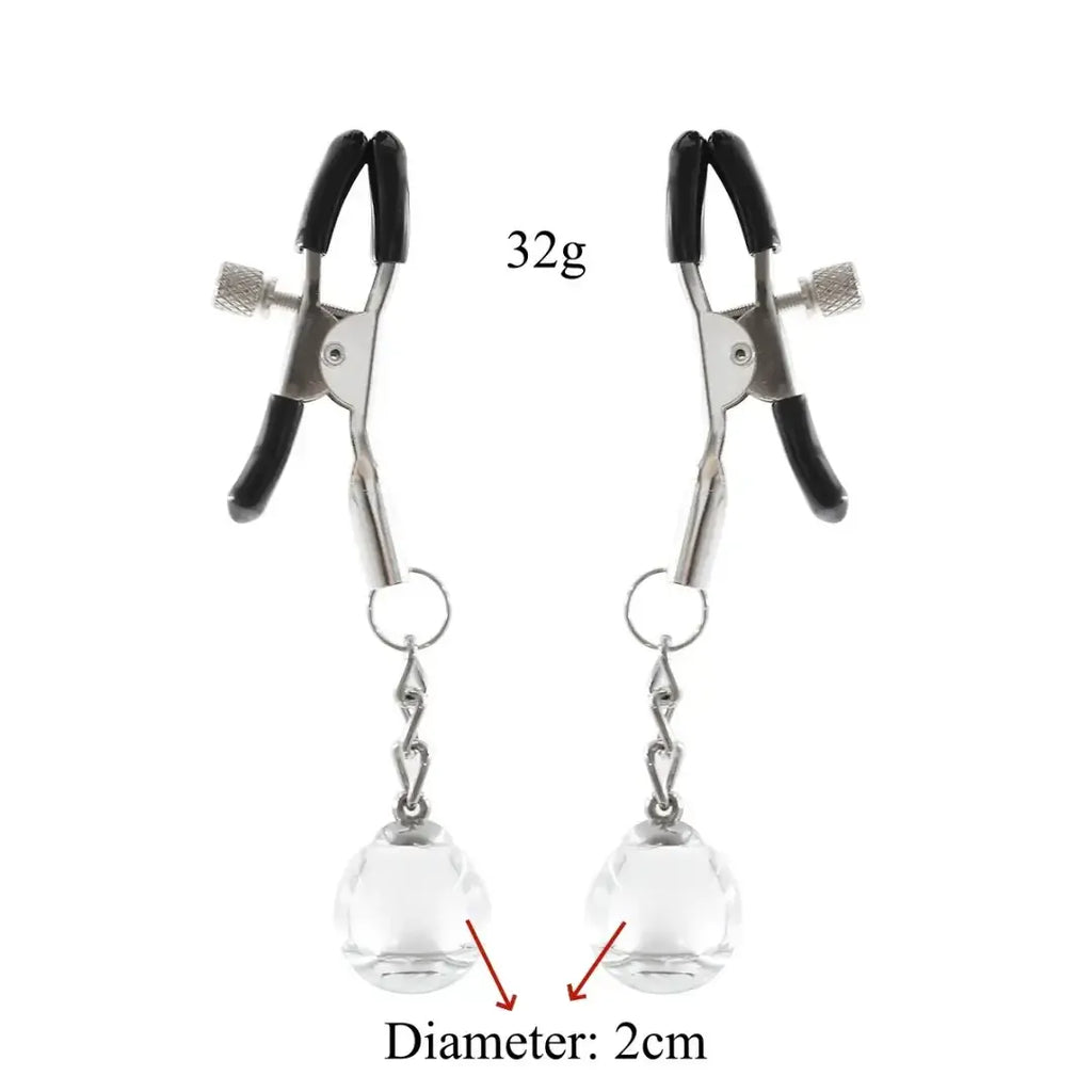 Domini Toy Crystal Glass Bead Nipple Clamps