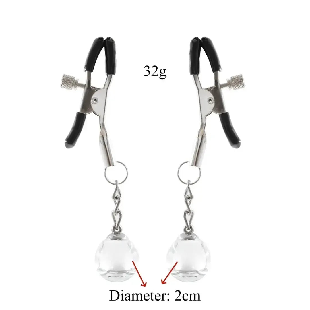 Domini Toy Crystal Glass Bead Nipple Clamps
