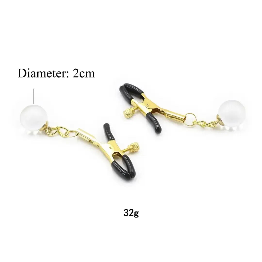 Domini Toy Crystal Glass Bead Nipple Clamps