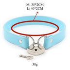 Domini Toy Day Collar with Heart Lock – PU Leather Choker