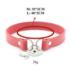 Domini Toy Day Collar with Heart Lock – PU Leather Choker