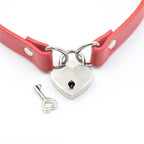 Domini Toy Day Collar with Heart Lock – PU Leather Choker